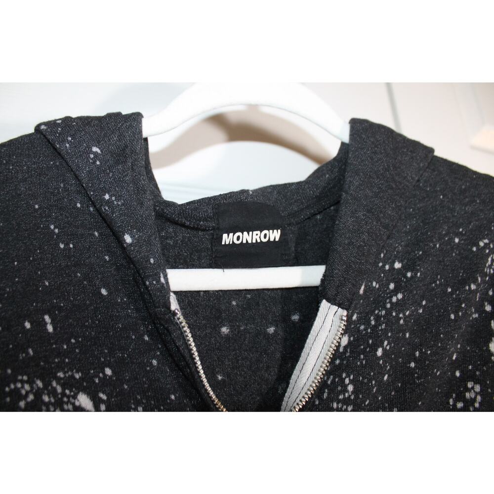 Monrow Black Splatter Pattern Full Zip Hoodie Swe… - image 2
